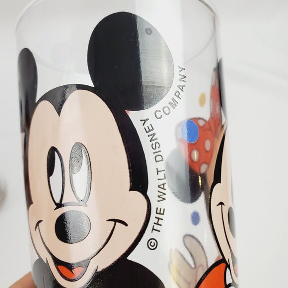 Disney Mickey Minnie Donald Anchor Hocking Glass Juice Pitcher Jug & 4 Cups VNTG - Picture 5 of 9